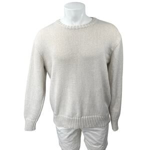 Rumored Men's White Knit Long Sleeve Crew Neck Sweatshirt Sweater Top Size M/L